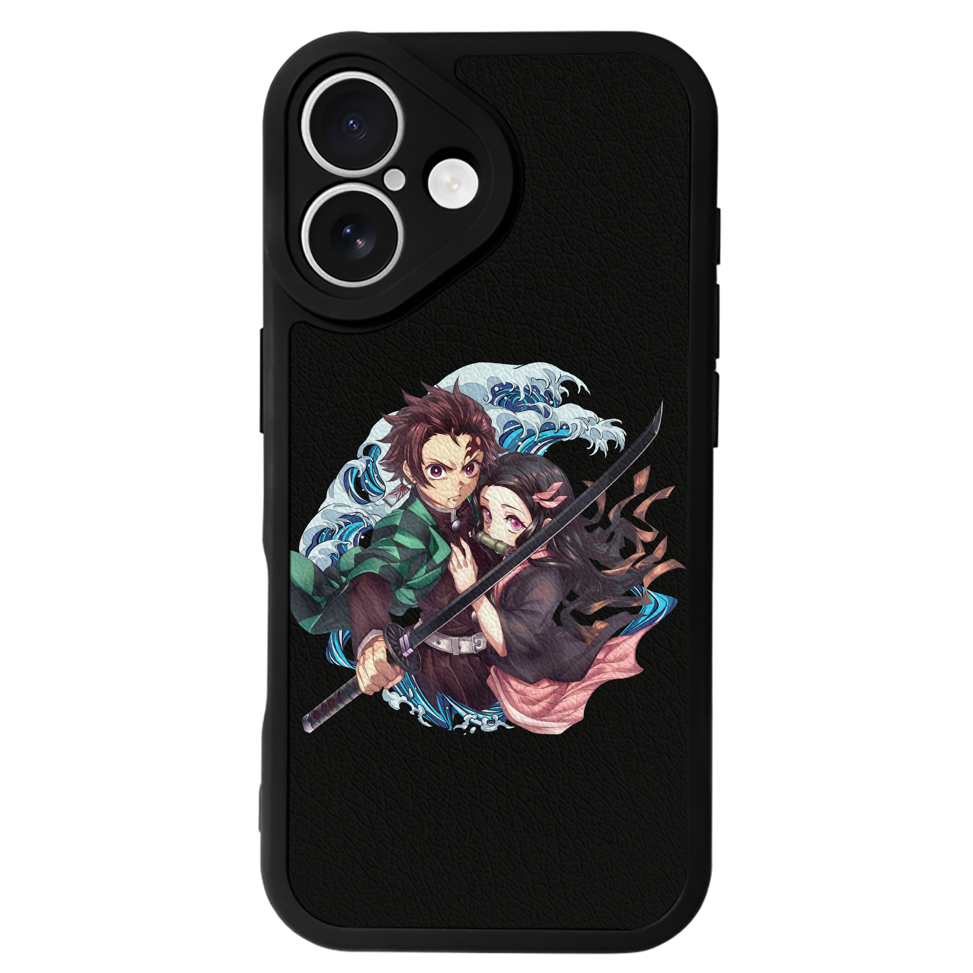 （画像用） 鬼滅の刃（きめつのやいば）竈門 禰󠄀豆子／かまど ねずこ Kamado Nezuko 【iPhone 16シリーズ対応】シリコンスマホケース（レザー調） 材質：シリコン